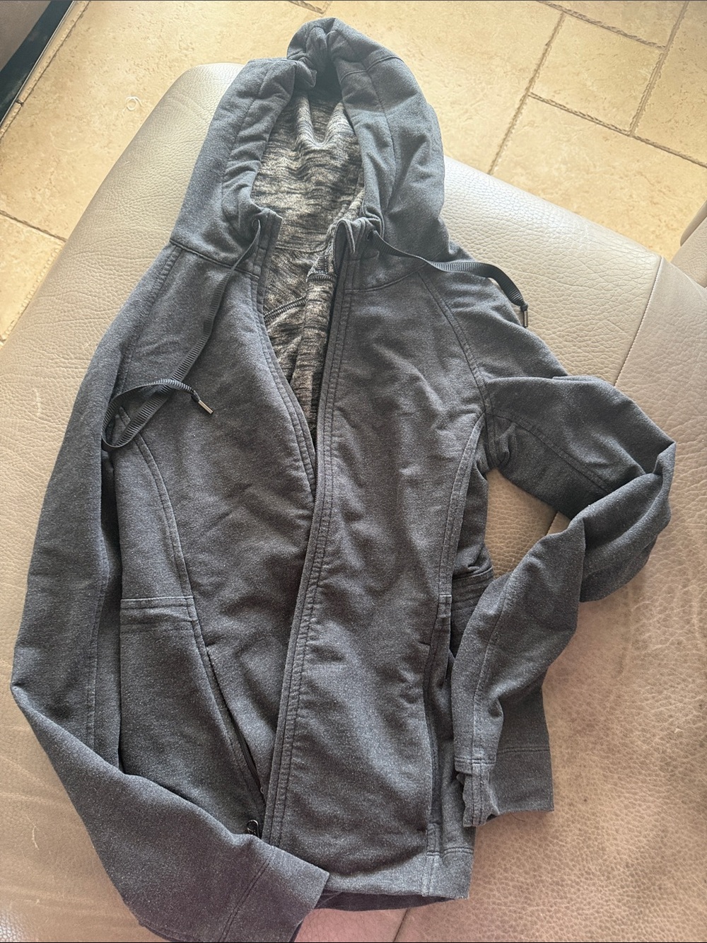 Charcoal Gray Hooded Zip-Up Sweatshirt